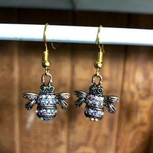 Rhinestone Honey Bee Dangles
